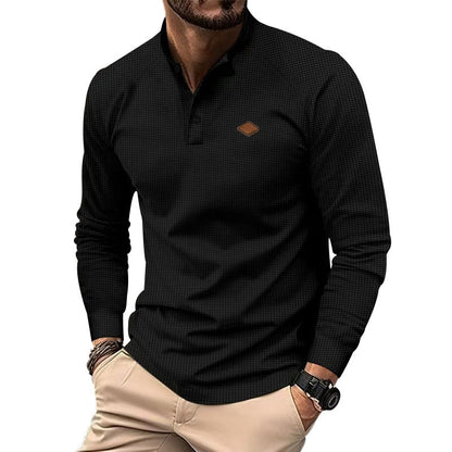 Herren Henley-Shirt Langarm Modern Strukturiert