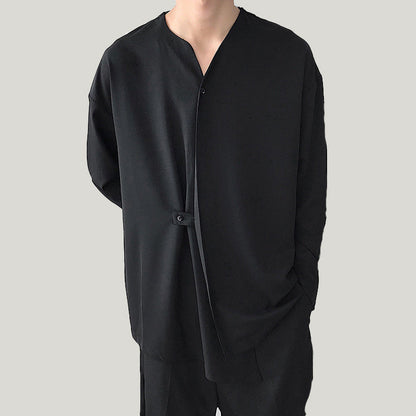 Herren Bluse Asymmetrisch Elegante Kurzarm