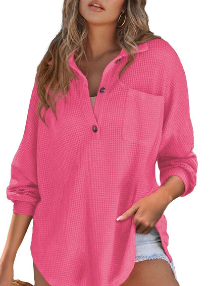 Damen Oversized Hemd aus Baumwoll mit Brusttasche und Knöpfen