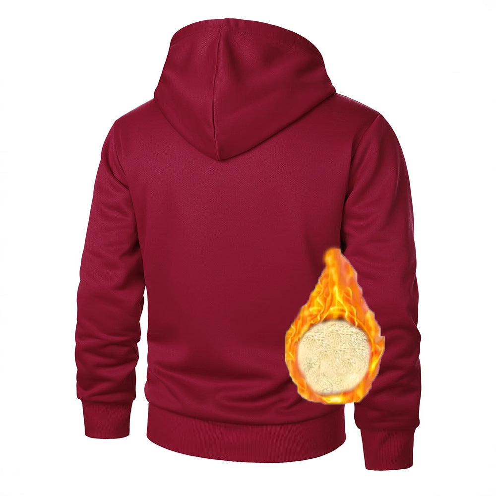 Herren Fleece-Jacke Warm Kapuzenjacke Mit Taschen