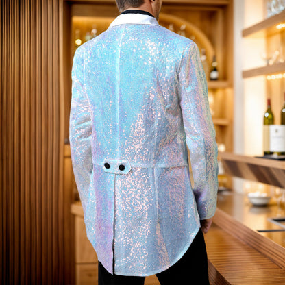 Herren Paillettenblazer Glitzernd Modern Schwarz