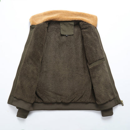 Leder Bikerjacke Herren mit Abnehmbarem Kragen und Vielen Taschen