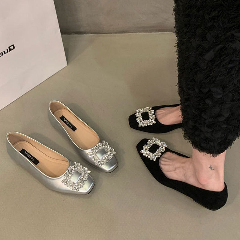Damen Ballerinas Glitzer Schmuck Detail Elegant - BerlinGlamour