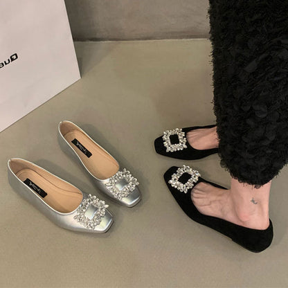 Damen Ballerinas Glitzer Schmuck Detail Elegant - BerlinGlamour