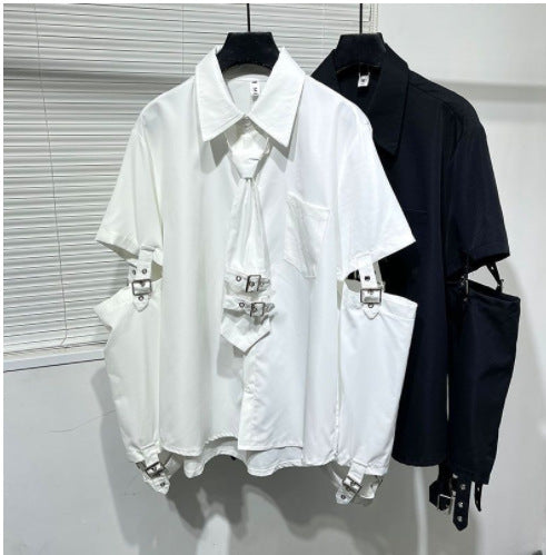 Herren Hemd Modern Schnallen Ärmel Verstellbar Slim Fit
