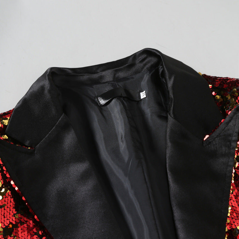Herren Blazer Pailletten Jacke Glitzernd Elegant