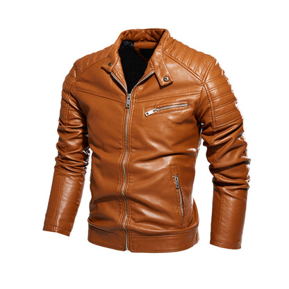 Herren Lederjacke Robust Stylish Lederimitat Schwarz