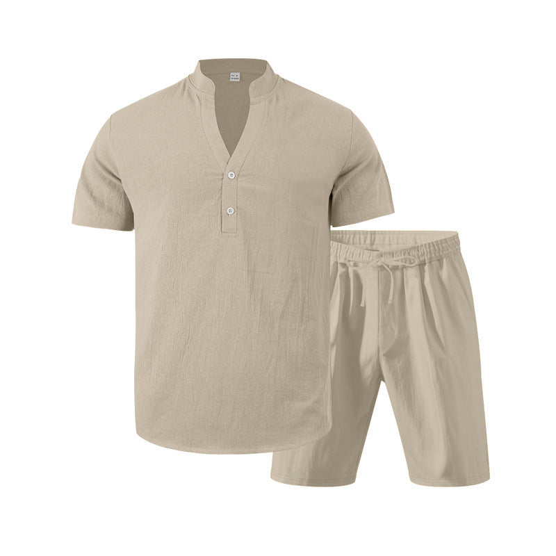 Herren Kurzarm Set Elegant Bequem Mit Knopfleiste