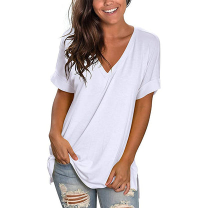 Damen T-Shirt V-Ausschnitt Modern Trendy