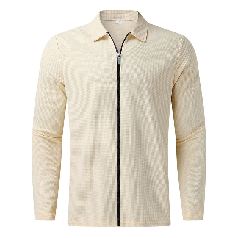 Herren Freizeithemd Modern mit Reißverschluss und Strukturdesign