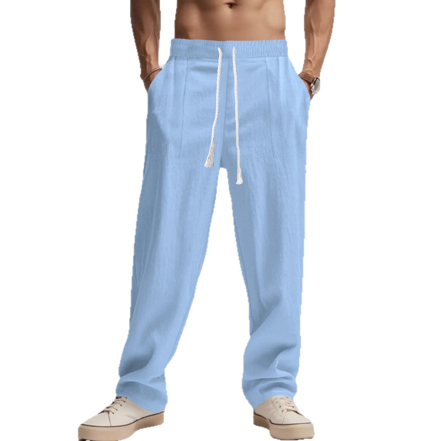 Bequeme Leinenhose Herren Elastisch Mit Taschen Sommer