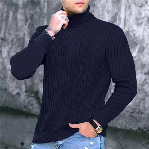 Herren Strickpullover Modern Rippmuster Hochkragen