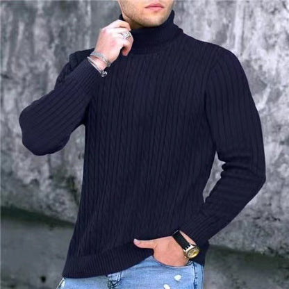 Herren Strickpullover Modern Rippmuster Hochkragen