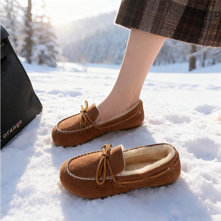 Damen Mokassins Warmfutter Elegante Schnürung