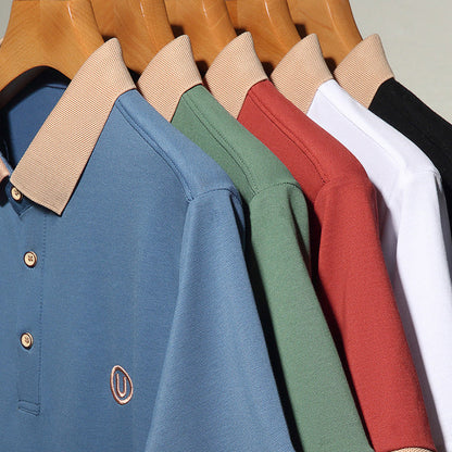 Herren Polohemd Moderner Kontrastkragen Slim Fit