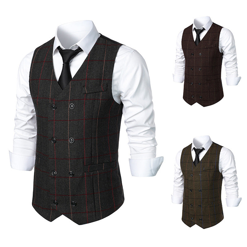 Herren elegante Karoweste mit doppelter Knopfleiste und klassischem Karo-Muster BerlinGlamour