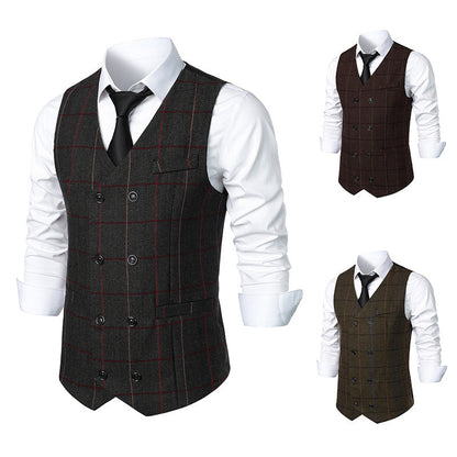 Herren elegante Karoweste mit doppelter Knopfleiste und klassischem Karo-Muster BerlinGlamour