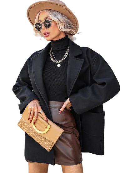 Damen Wollmantel Oversized Lang Groß