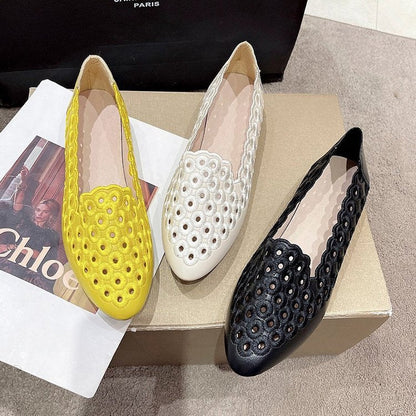 Damen Slipper Atmungsaktiv mit Lochmuster Oberfläche Elegant
