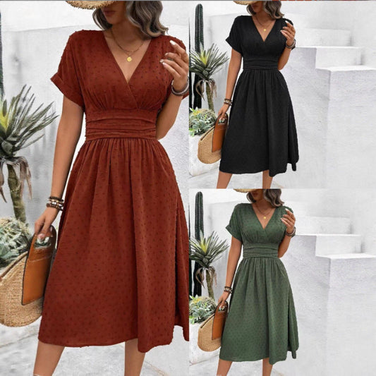 Elegantes Damen Midikleid V-Ausschnitt Figurformend - BerlinGlamour