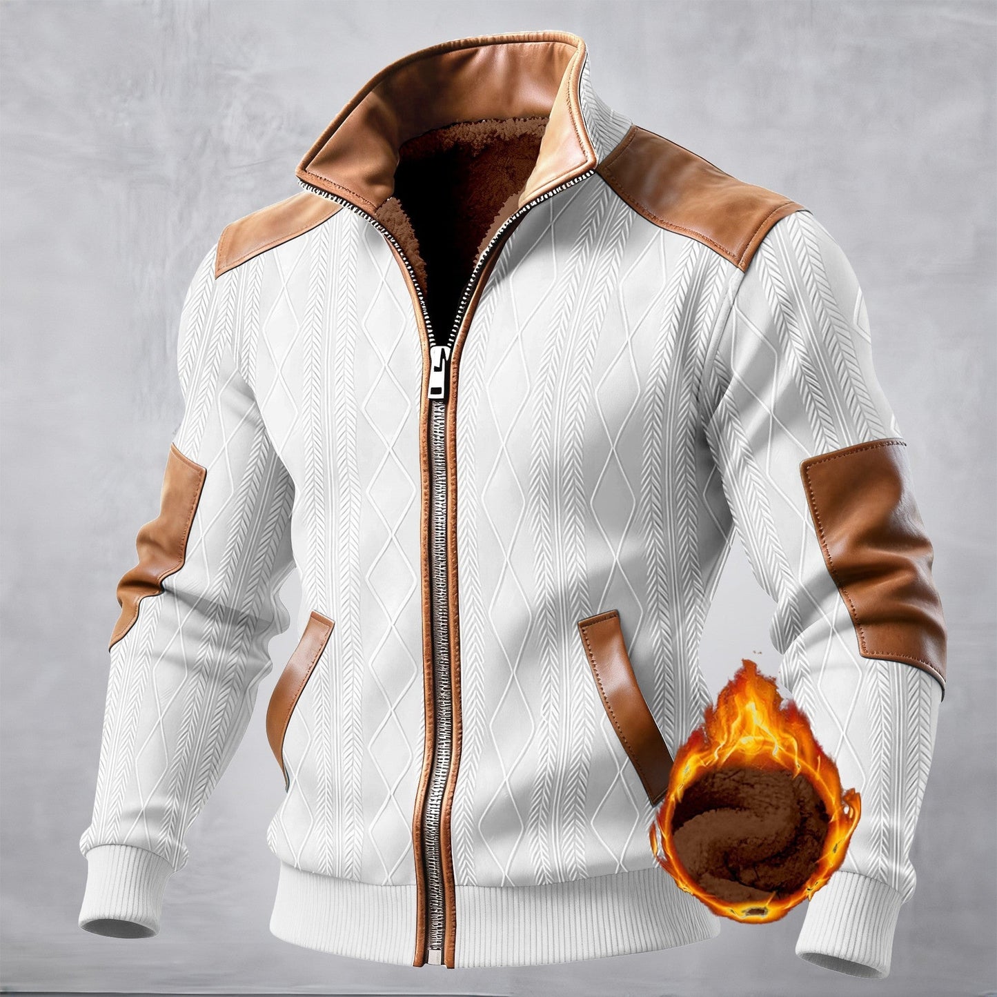 Herren Lederjacke Mit Muster Und Innenfutter Schwarz - BerlinGlamour