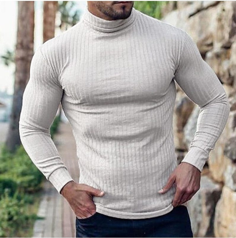 Herren Rollkragenpullover Rippstrick Modern Schwarze Eleganz - BerlinGlamour