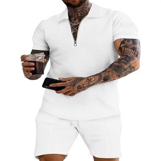 Herren Sportset Oberteil Shorts Strukturiert Modern - BerlinGlamour