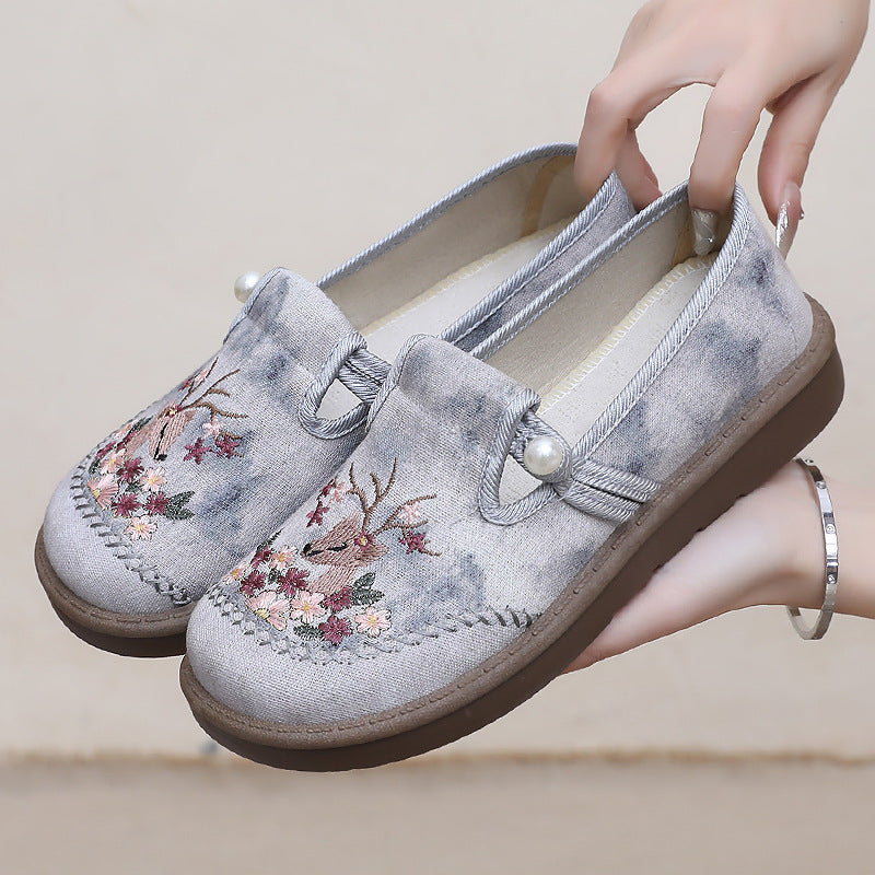 Damen Freizeitschuh Bequem Floral Stickerei - BerlinGlamour
