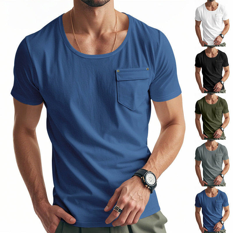 Herren T-Shirt V-Ausschnitt mit Brusttasche Casual Berlin - BerlinGlamour