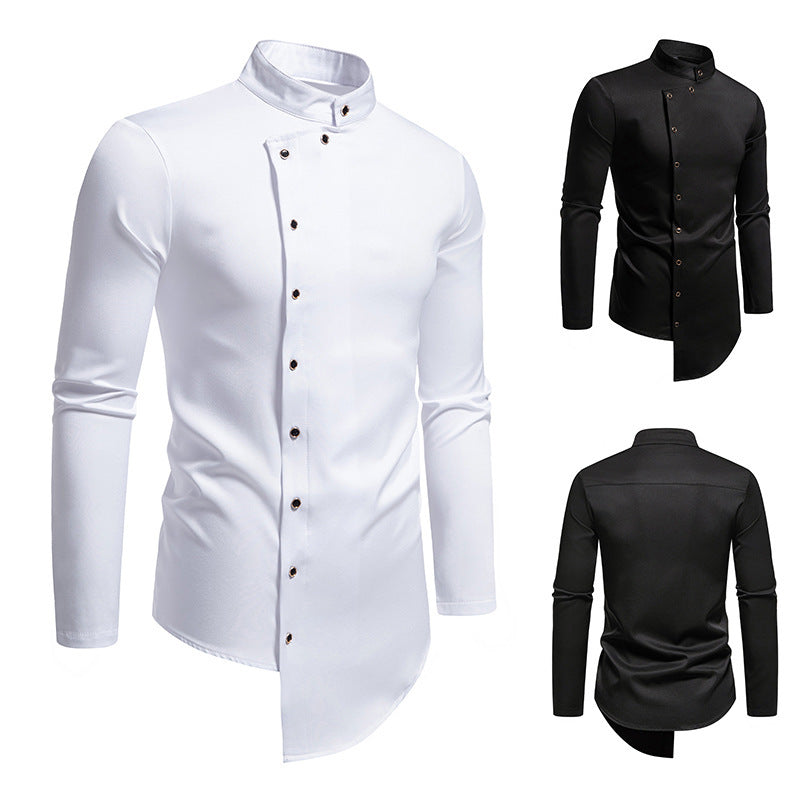 Herren Hemd Modern Asymmetrisch Eleganter Kragen - BerlinGlamour