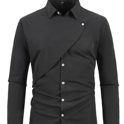 Herren Langarmhemd Asymmetrisch Modern Trendy - BerlinGlamour