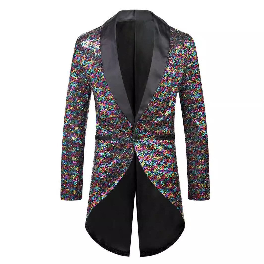 Herren Anzug Blazer Glitzernd Elegant Schalkragen