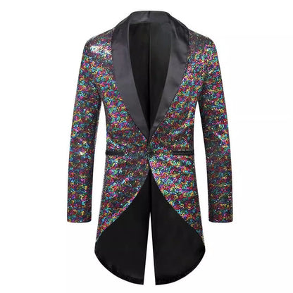 Herren Anzug Blazer Glitzernd Elegant Schalkragen