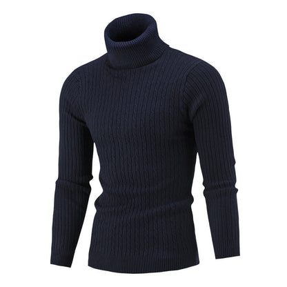 Herren Rollkragenpullover Strick Pullover Modern Schwarz