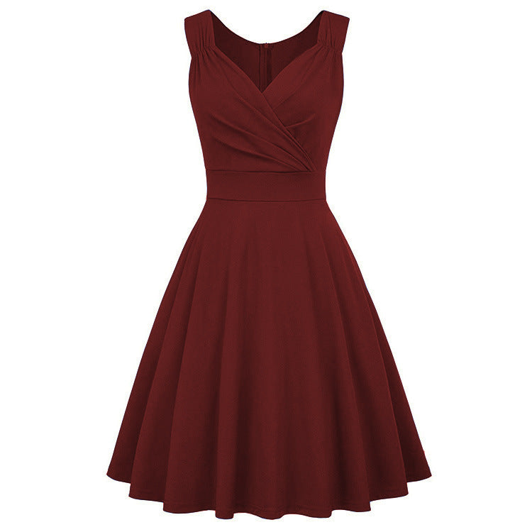 Elegantes Damen A-Linien Kleid Tailliert Mit Wickeldetail