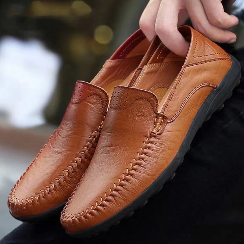 Damen Mokassin Leder Schuhe Handgenäht Elegant - BerlinGlamour
