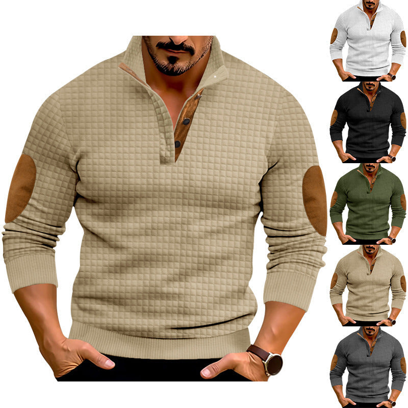 Herren Pullover Leder Akzent Modern Schwarz - BerlinGlamour