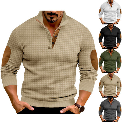 Herren Pullover Leder Akzent Modern Schwarz - BerlinGlamour