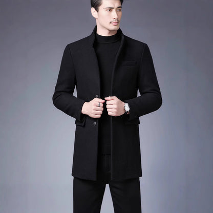 Herren Wollmantel Modern Stehkragen Elegant - BerlinGlamour