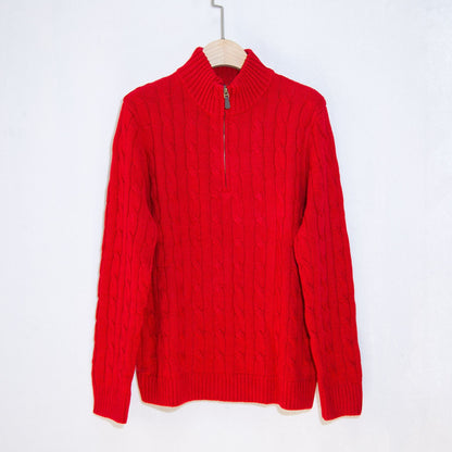 Herren Strickpullover Eleganter Zopfmuster Mit Reißverschluss