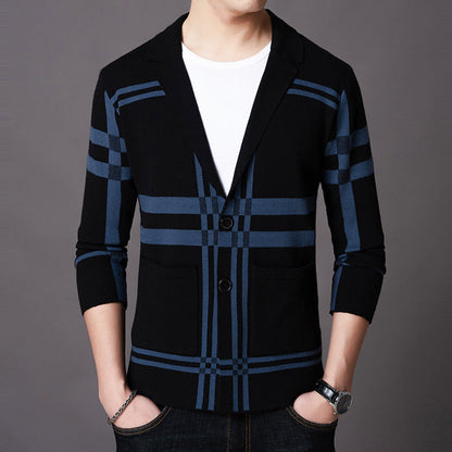 Herren Strickblazer Eleganter Karo Modern