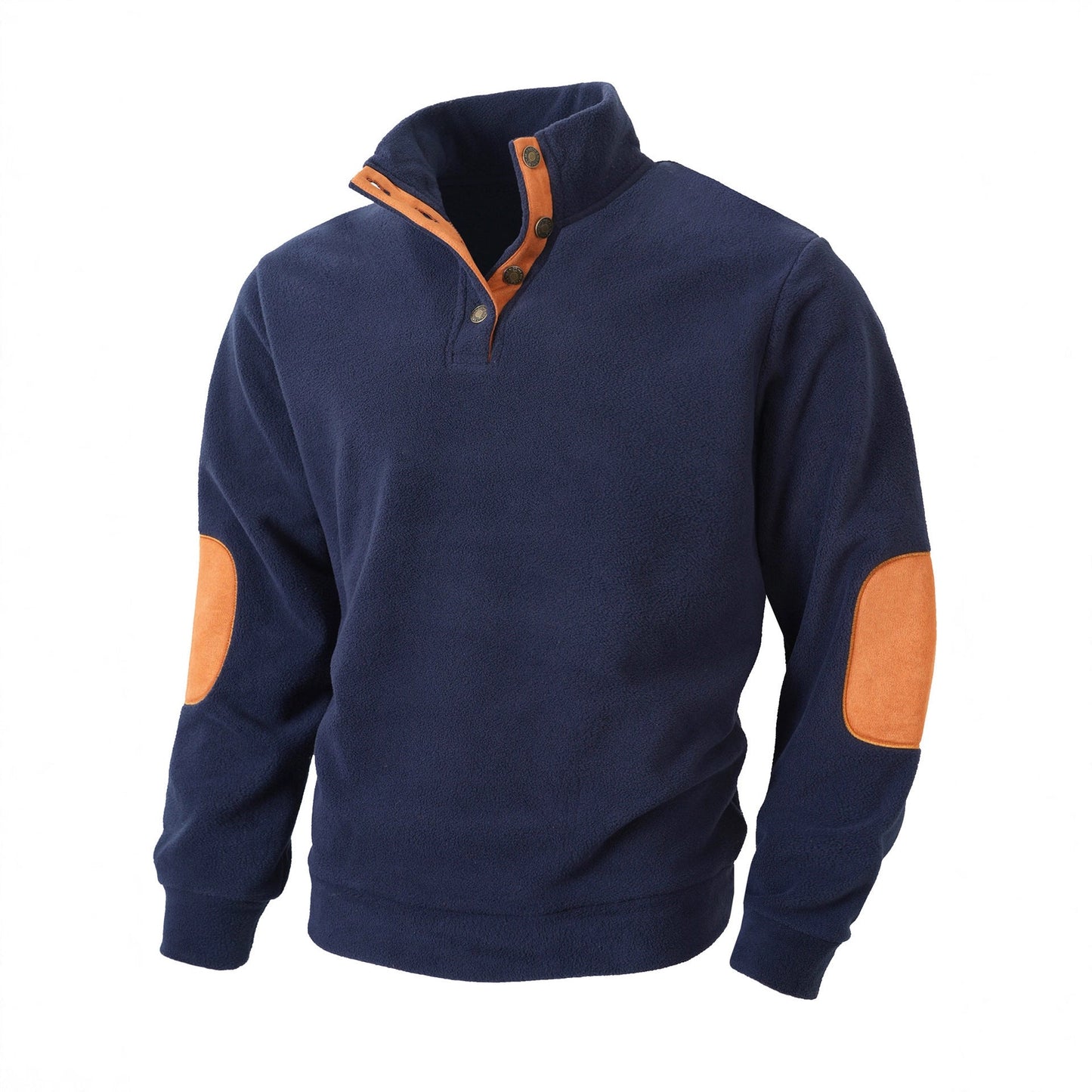 Herren Fleece Pullover Modern Stehkragen Kontrastfarben