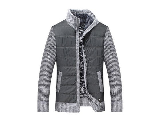 Herren Steppjacke Modern Strickdetails Hochkragen Winter