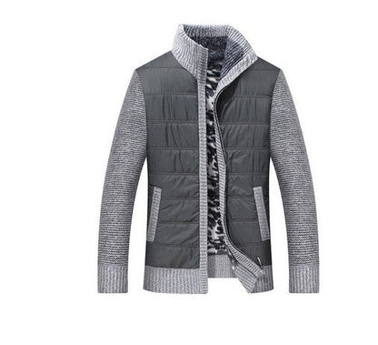 Herren Steppjacke Modern Strickdetails Hochkragen Winter