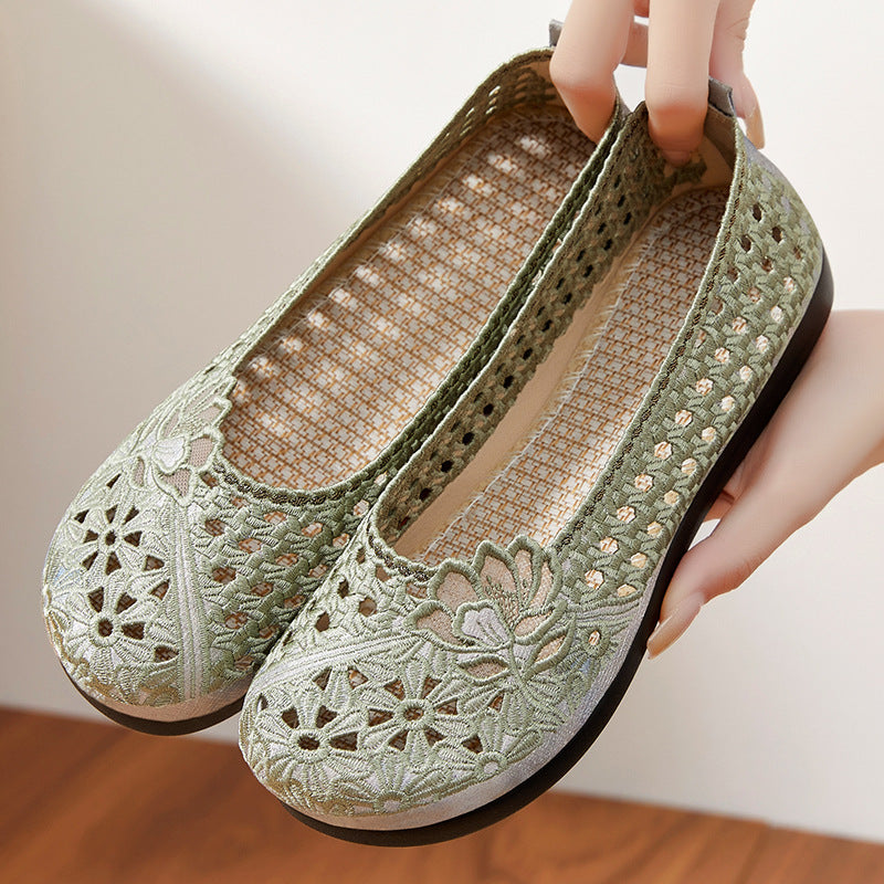 Damen Ballerinas Blumenmuster Rutschfest