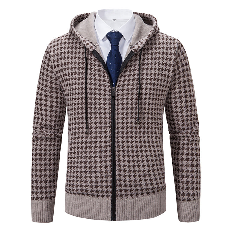 Herren Strickpullover Kapuzenpulli Karomuster Modern