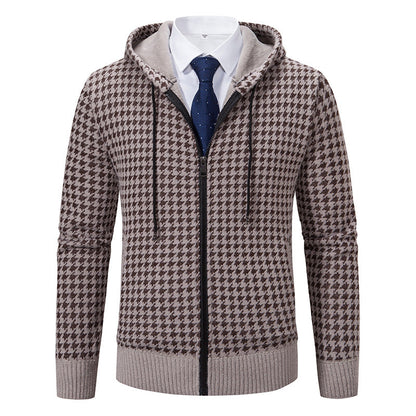 Herren Strickpullover Kapuzenpulli Karomuster Modern