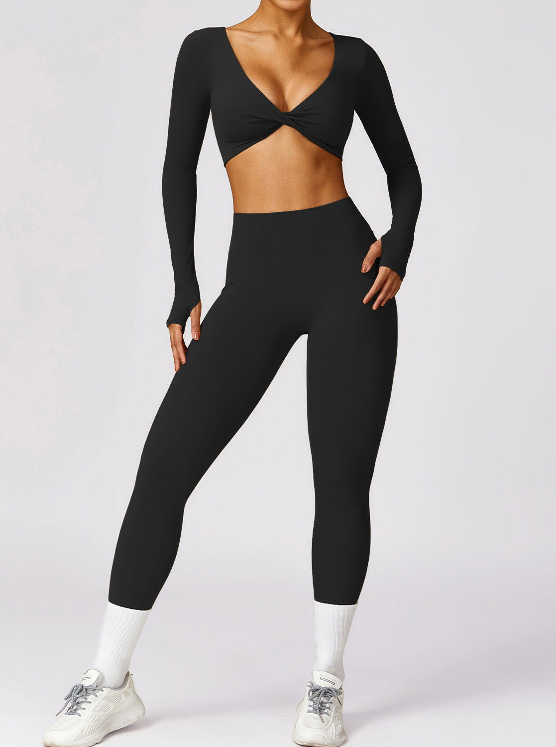 Frauen Crop Top Langarm Twist Detail Trendy