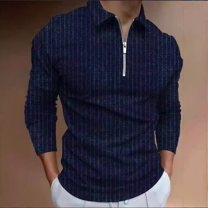 Herren Langarmshirt Sportlich Mit Stehkragen Modern - BerlinGlamour