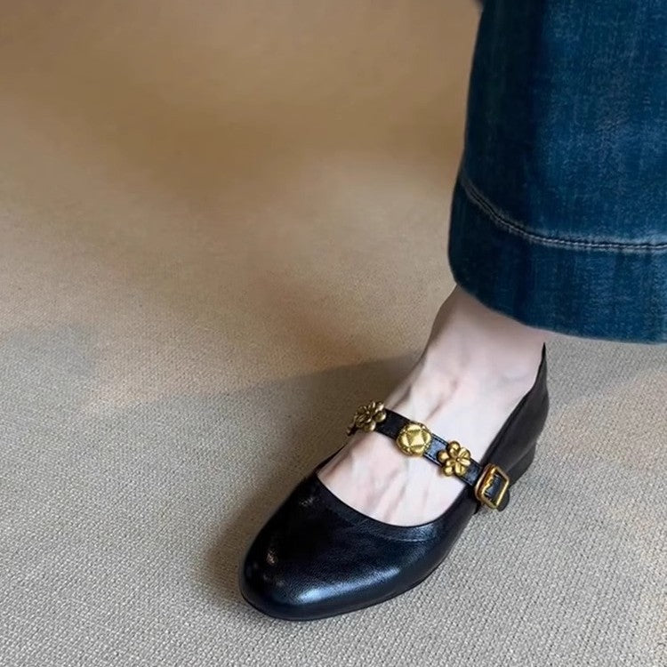 Damen Schuhe Mary Jane Blumen Dekor Komfort Absatz